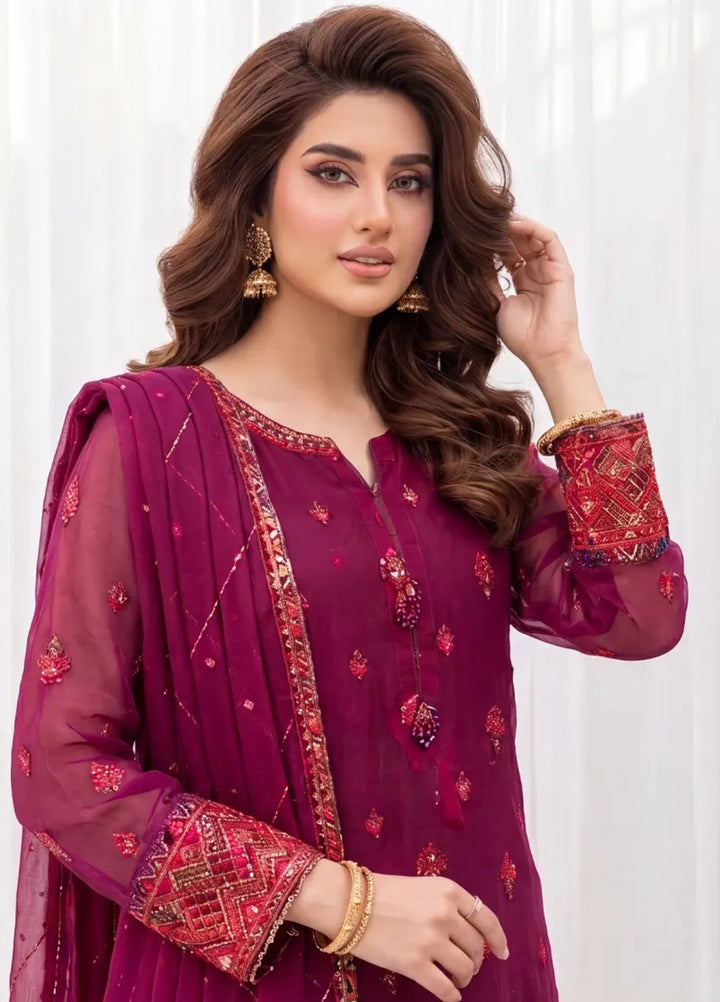Salitex Women RTW Embroidered Chiffon 3 Piece Suit SPL3PEF060 Casual Collection