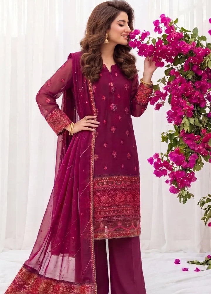 Salitex Women RTW Embroidered Chiffon 3 Piece Suit SPL3PEF060 Casual Collection