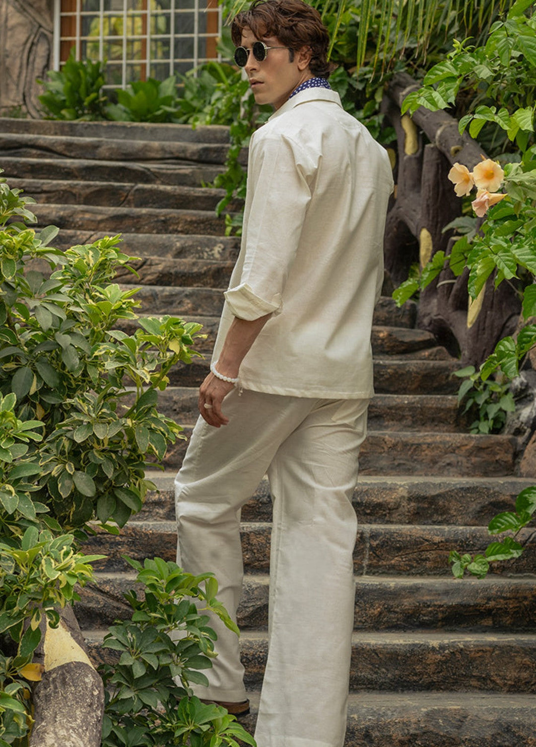 Stylish Garments Mens RTW Solids Linen Co-Ord Sets Suit Cream Casual Collection