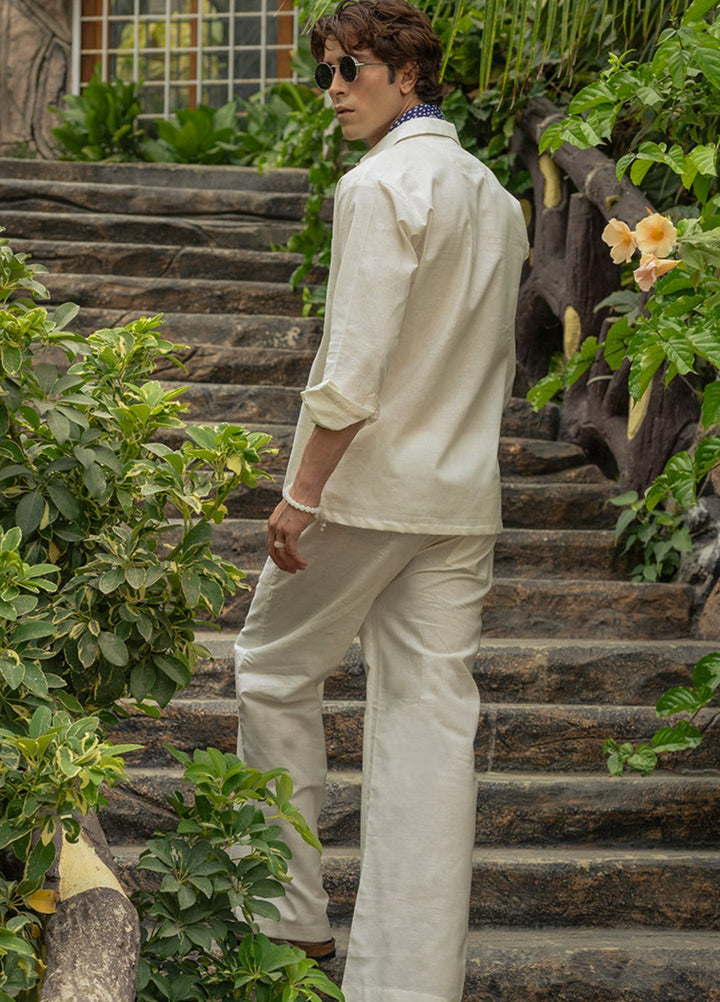 Stylish Garments Mens RTW Solids Linen Co-Ord Sets Suit Cream Casual Collection