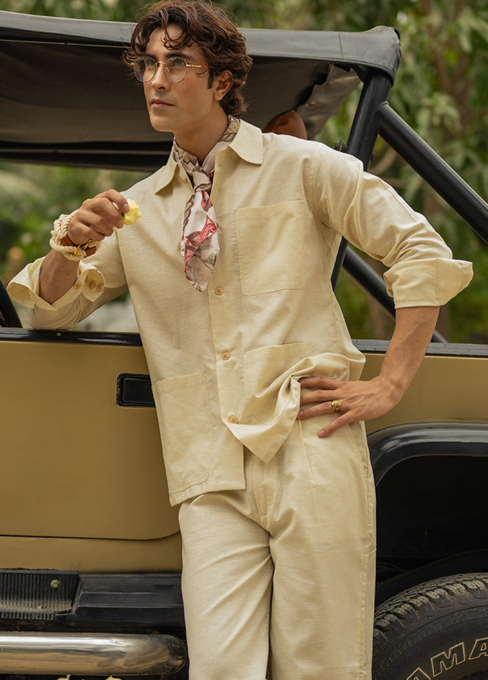Stylish Garments Mens RTW Solids Linen Co-Ord Sets Suit Beige Casual Collection