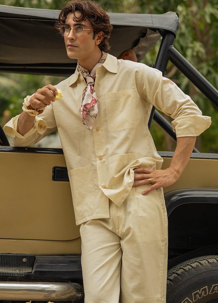 Stylish Garments Mens RTW Solids Linen Co-Ord Sets Suit Beige Casual Collection