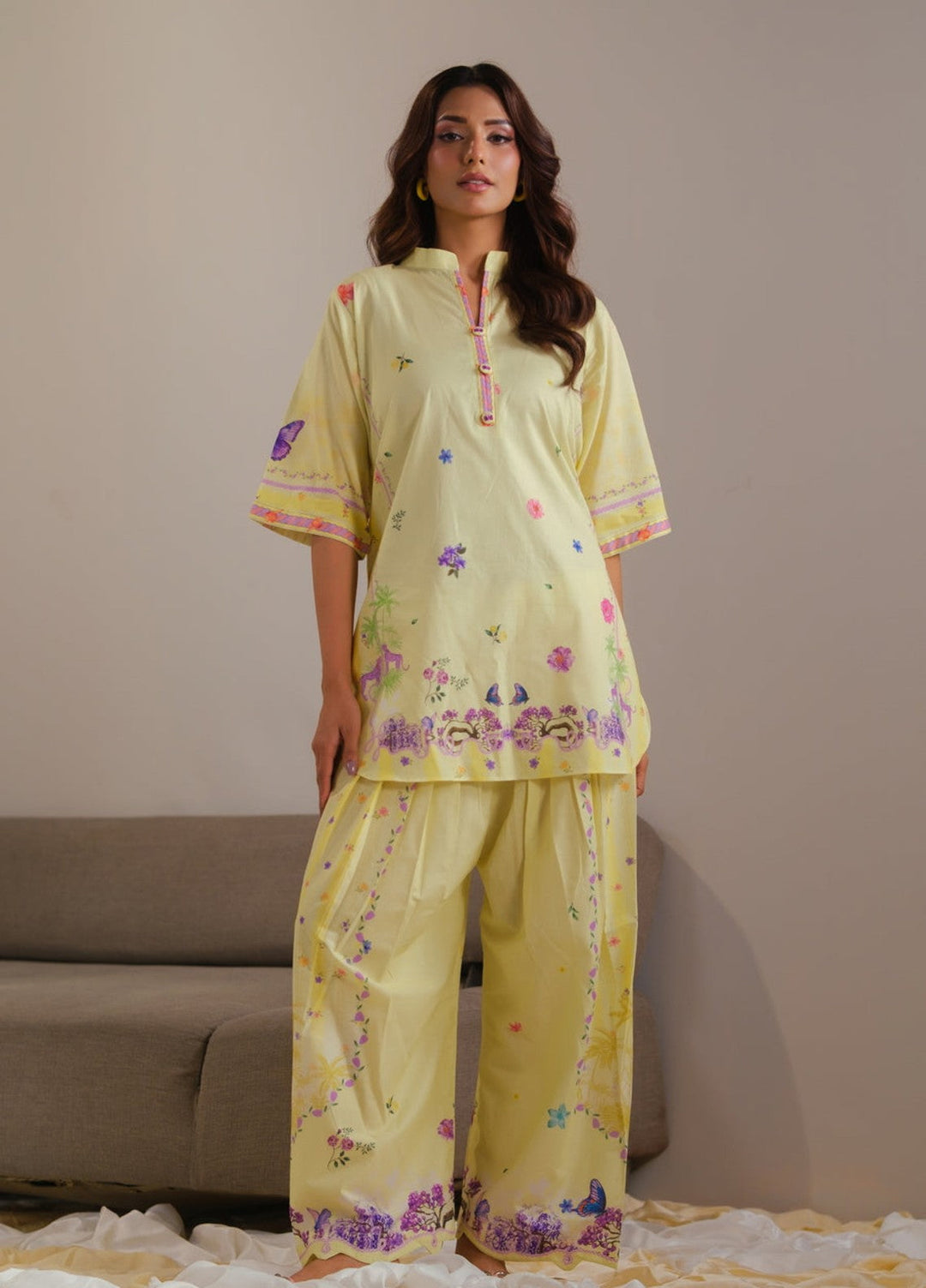 Sprinkles Women RTW Printed Cotton 2 Piece Suit Yellow Radiance Summer Collection