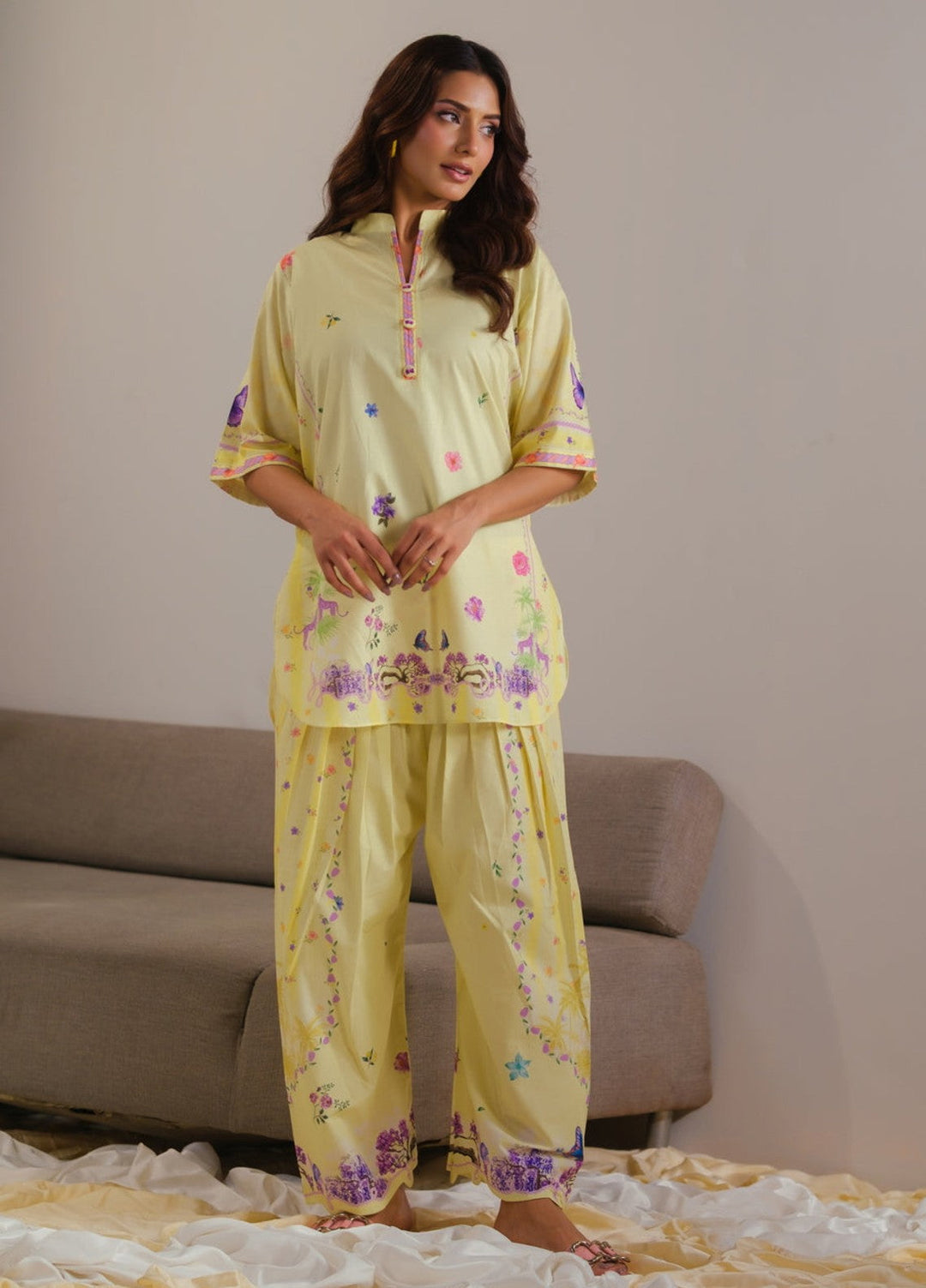Sprinkles Women RTW Printed Cotton 2 Piece Suit Yellow Radiance Summer Collection