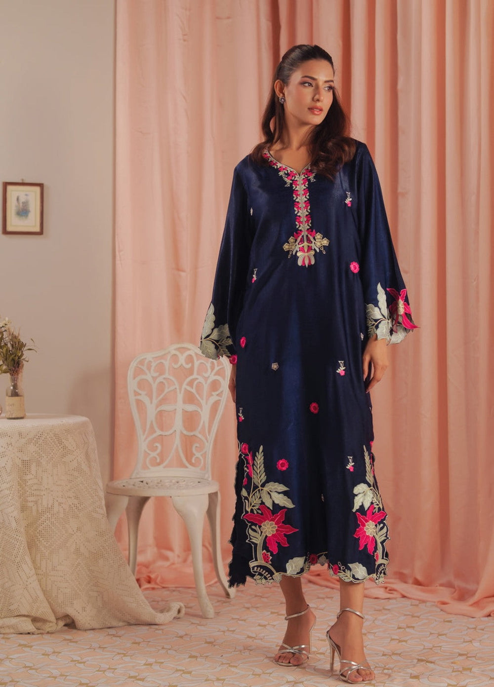 Sprinkles Women RTW Embroidered Suede 1 Piece Suit Deep Petal Summer Collection