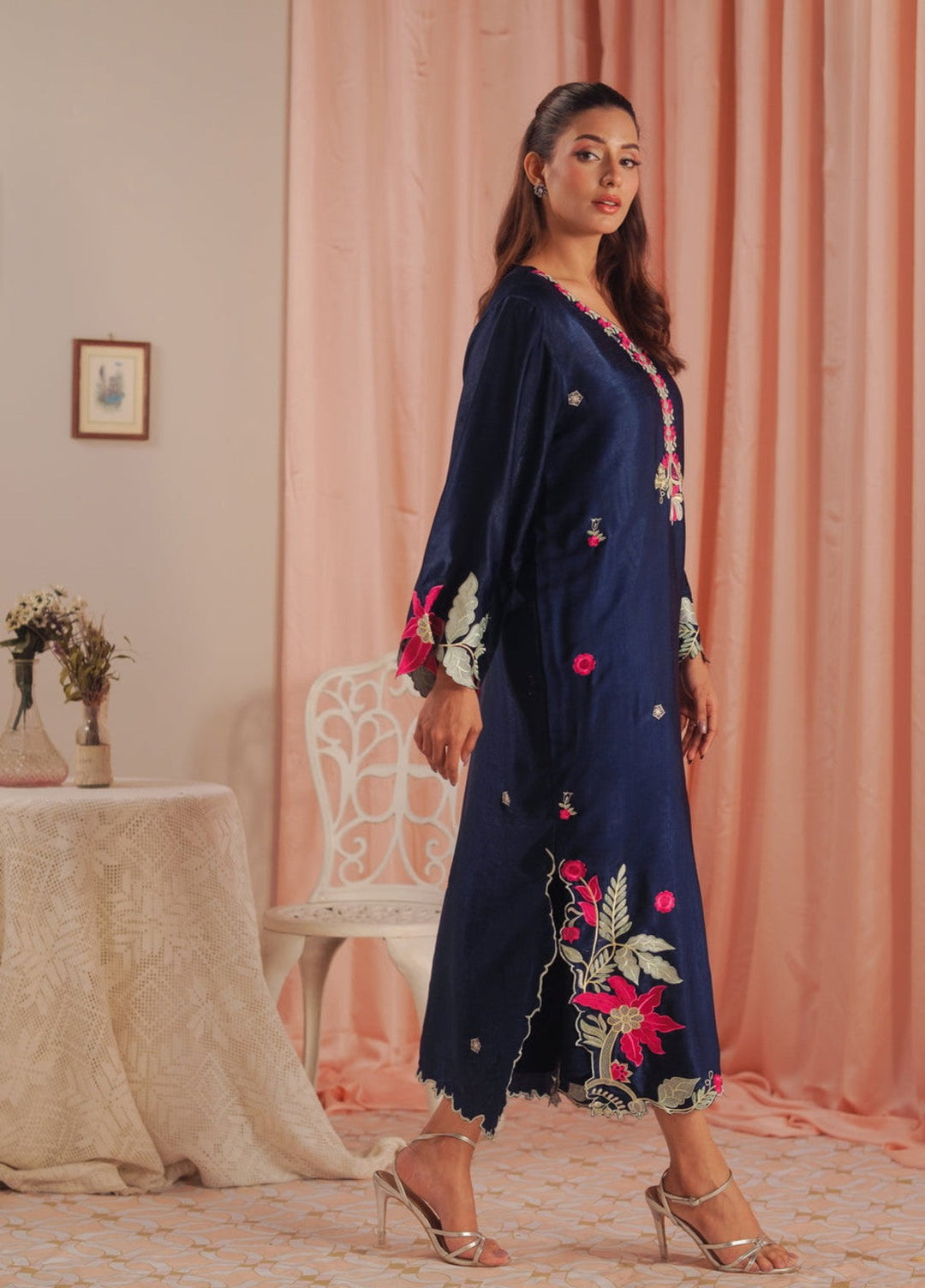 Sprinkles Women RTW Embroidered Suede 1 Piece Suit Deep Petal Summer Collection