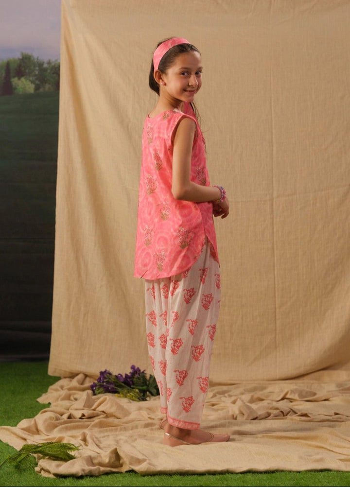 Sprinkles Girls RTW Printed Cotton 2 Piece Suit Pink Radiance Summer Collection