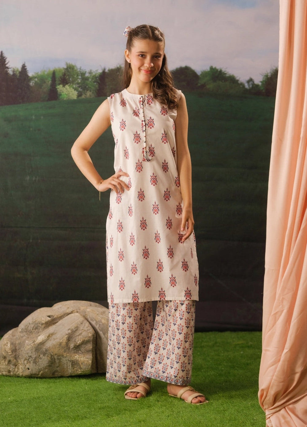 Sprinkles Girls RTW Printed Cotton 2 Piece Suit Pearl Flora Summer Collection