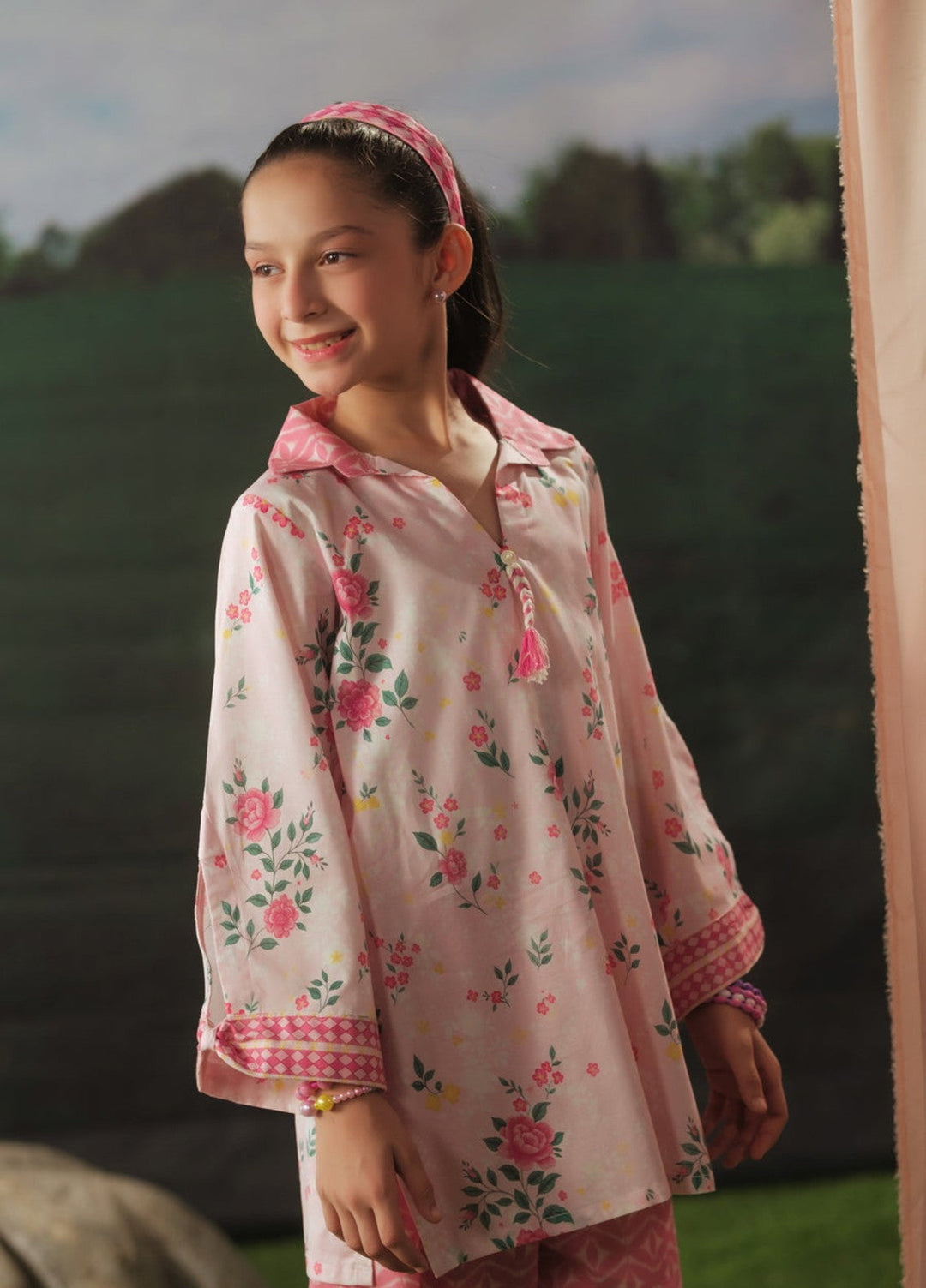 Sprinkles Girls RTW Printed Cotton 2 Piece Suit Pink Meadow Summer Collection