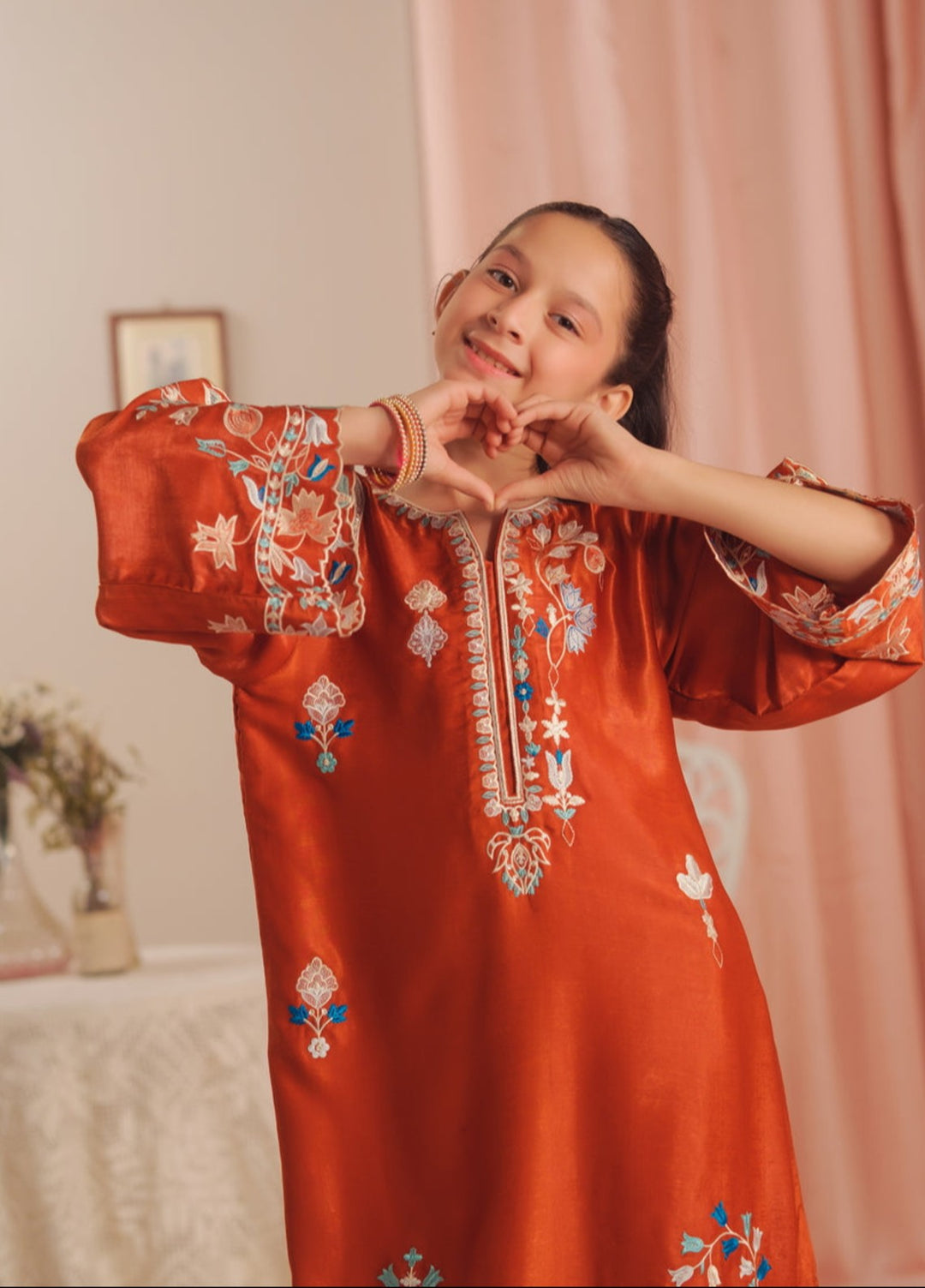 Sprinkles Girls RTW Embroidered Suede 1 Piece Suit Scarlet Rouge Kaftan Summer Collection