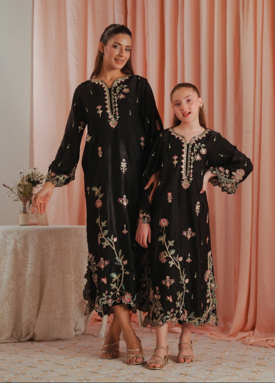 Sprinkles Girls RTW Embroidered Suede 1 Piece Suit Gothic Rose Kaftan Summer Collection