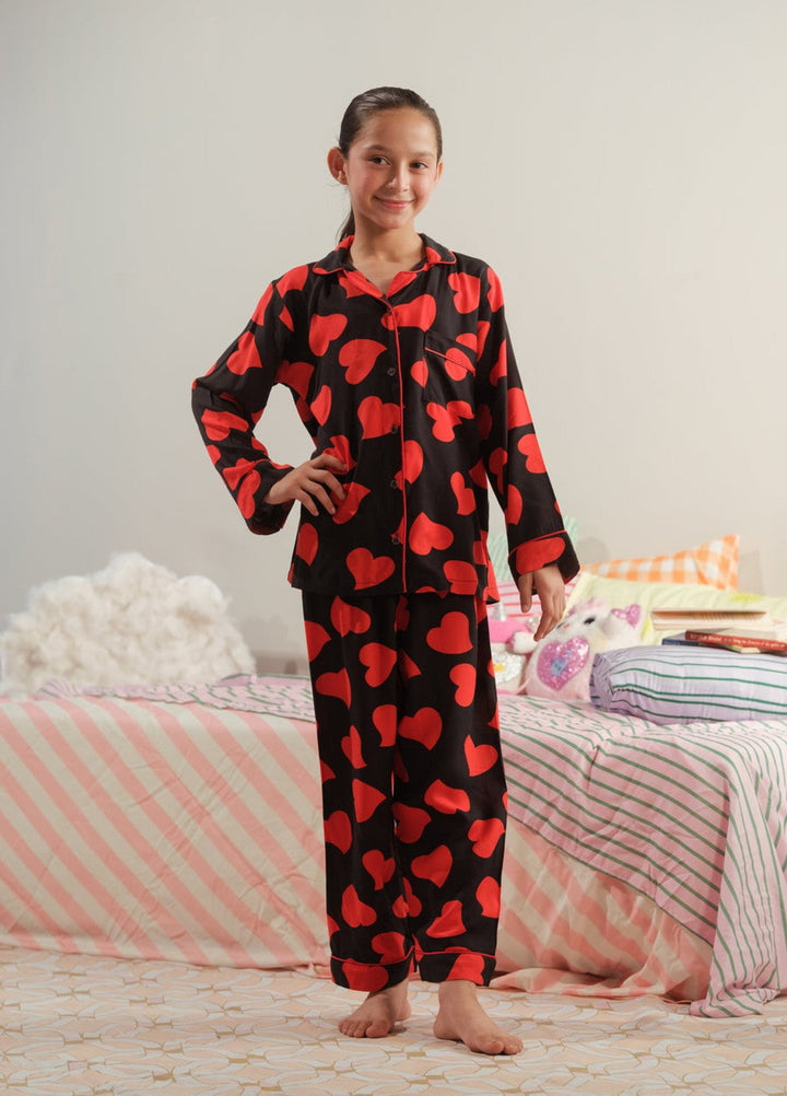 Sprinkles Girls RTW Printed Viscose 2 Piece Suit Midnight Hearts Summer Collection