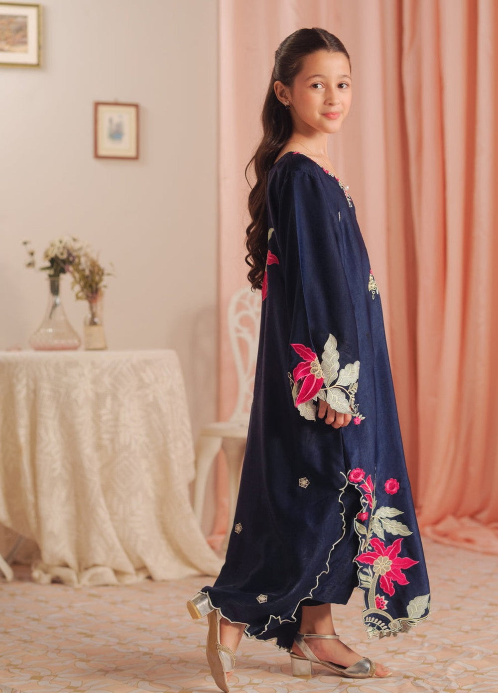 Sprinkles Girls RTW Embroidered Suede 1 Piece Suit Deep Petal Kaftan Summer Collection
