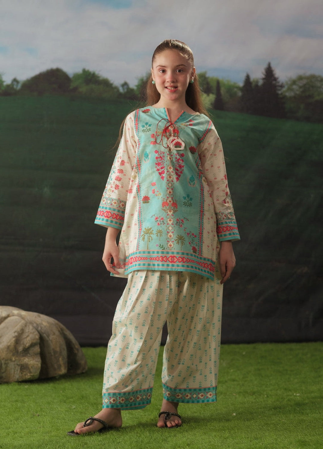 Sprinkles Girls RTW Printed Cotton 2 Piece Suit Serene Jewel Summer Collection