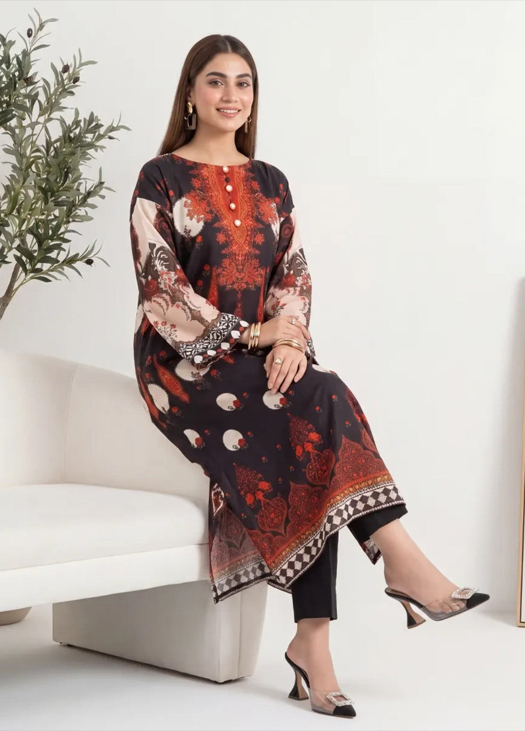 Salitex Women RTW Printed Raw Silk 1 Piece Suit S26KFT1PEVCL960 Casual Collection