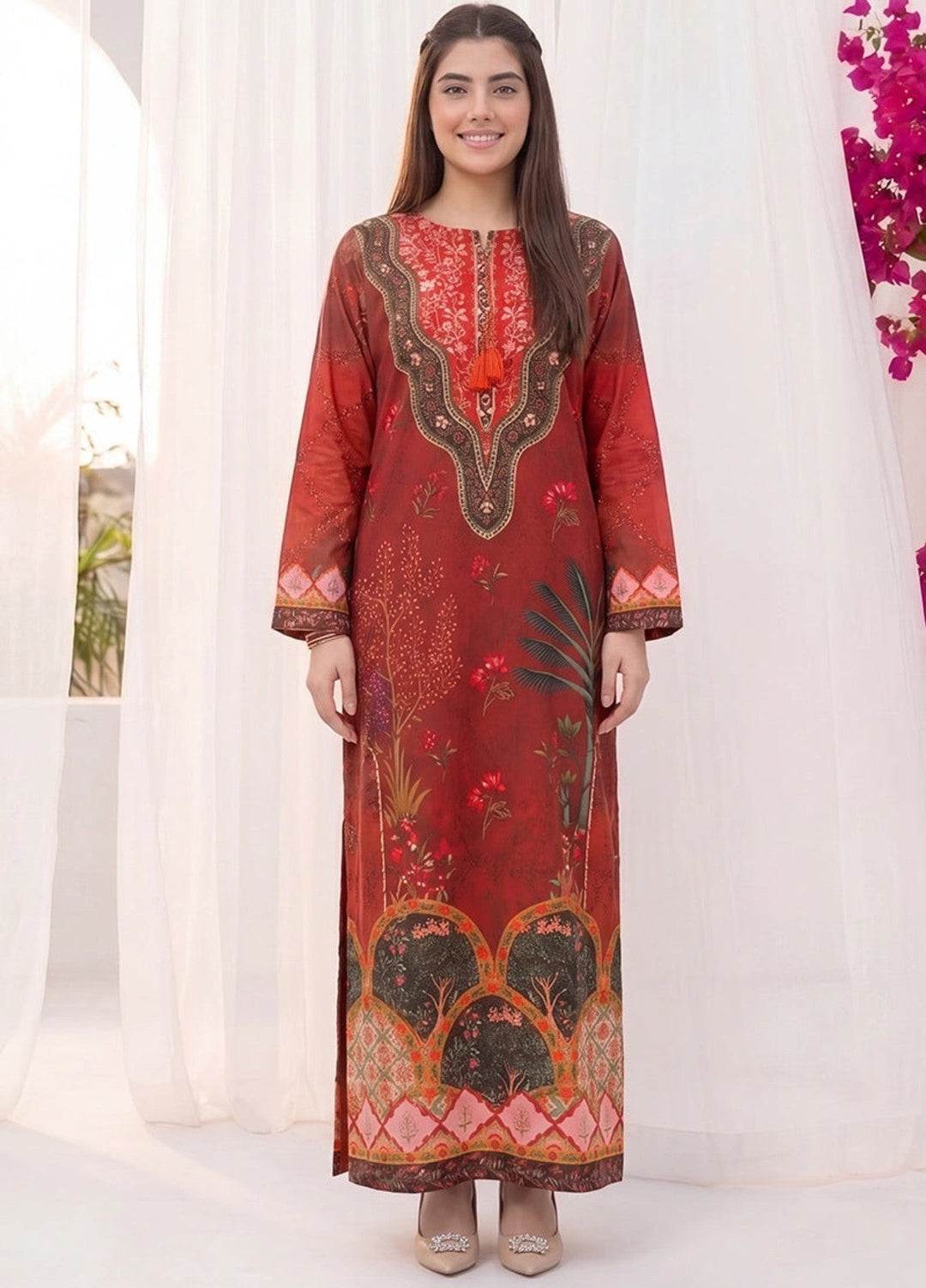 Salitex Women RTW Printed Raw Silk 1 Piece Suit S26KFT1PEVCL952 Casual Collection