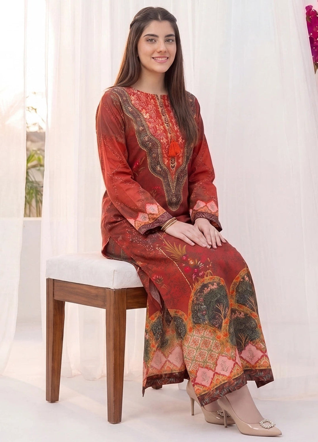 Salitex Women RTW Printed Raw Silk 1 Piece Suit S26KFT1PEVCL952 Casual Collection