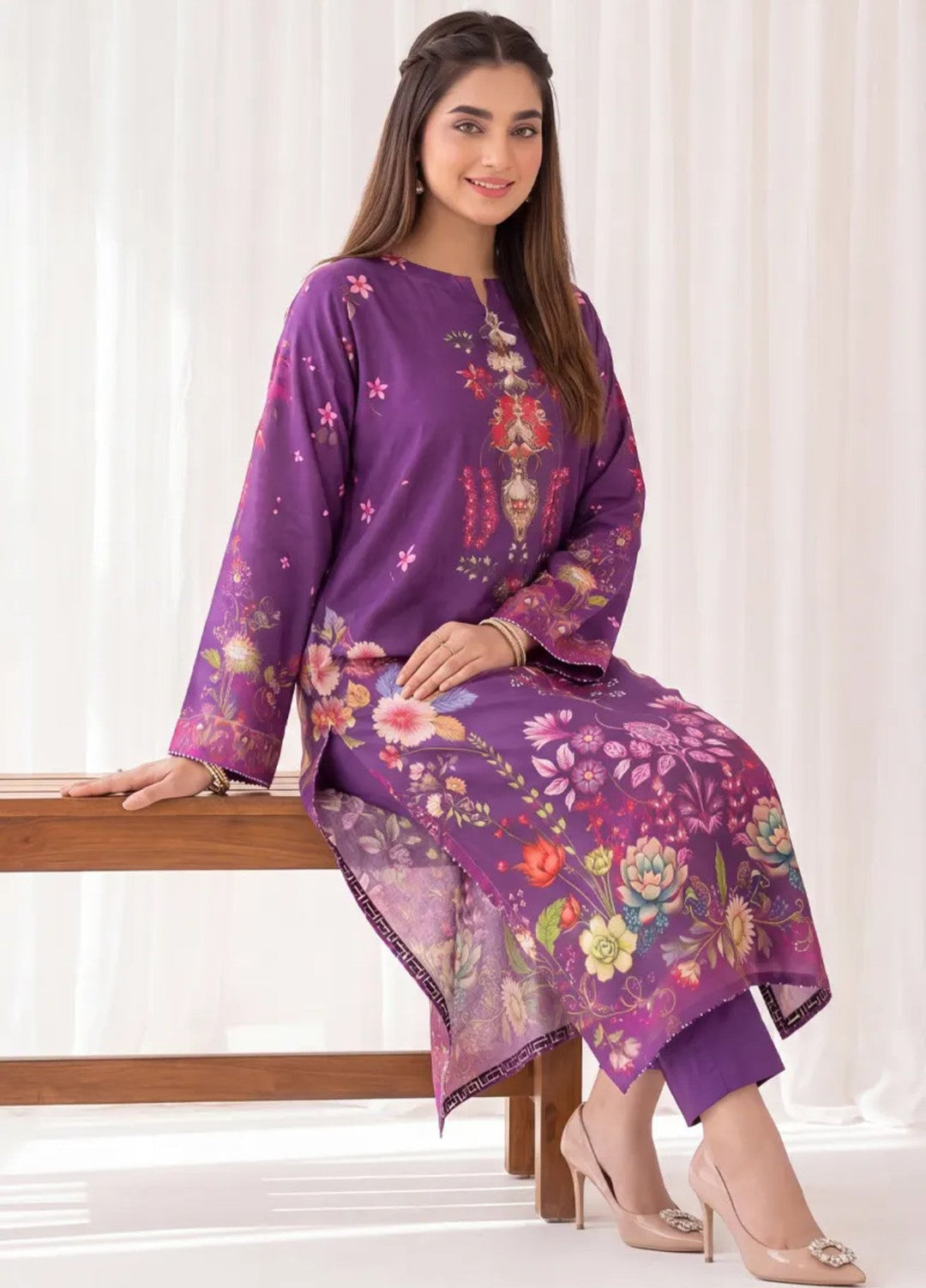 Salitex Women RTW Printed Raw Silk 1 Piece S26KFT1PEVCL951 Casual Collection