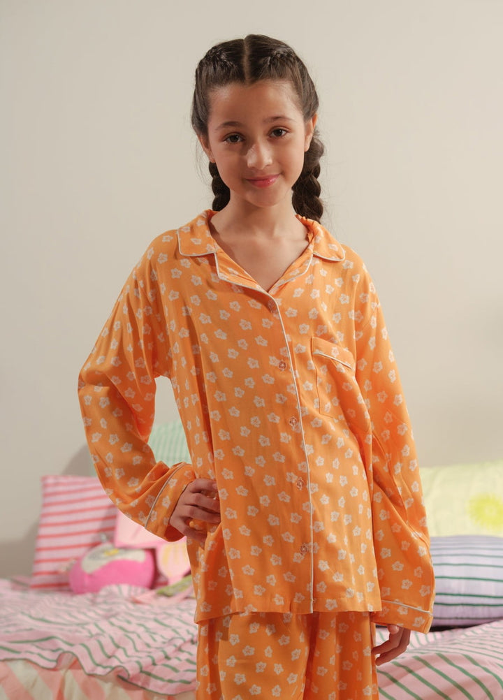 Sprinkles Girls RTW Printed Boski Linen 2 Piece Suit Tangerine Dream Summer Collection