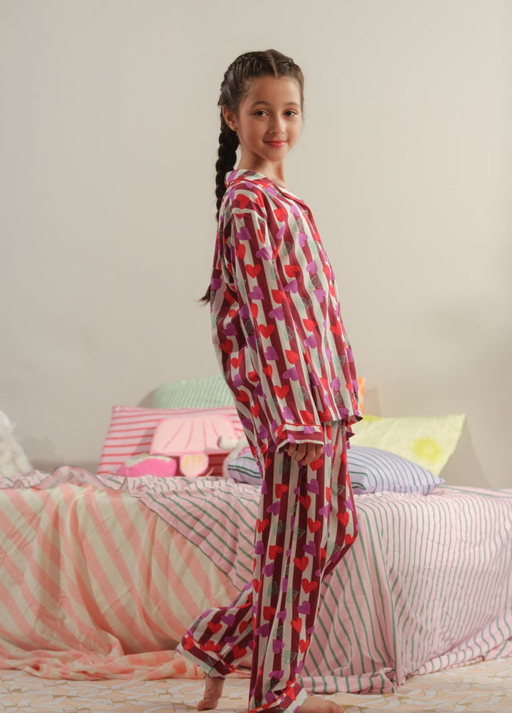 Sprinkles Girls RTW Printed Boski Linen 2 Piece Suit Heartstrings Charm Summer Collection