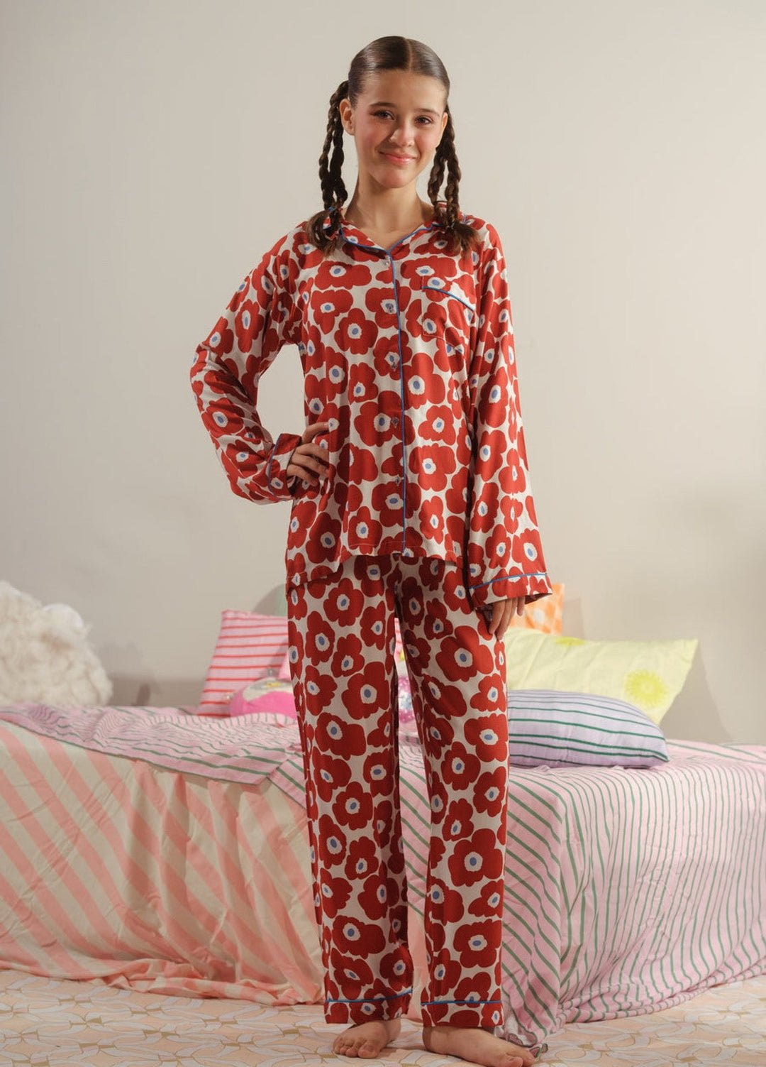 Sprinkles Girls RTW Printed Boski Linen 2 Piece Suit Crimson Symphony Summer Collection