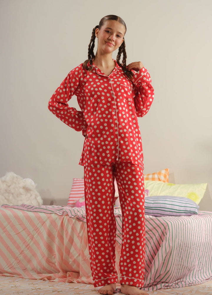 Sprinkles Girls RTW Printed Boski Linen 2 Piece Suit Red Eclipse Summer Collection