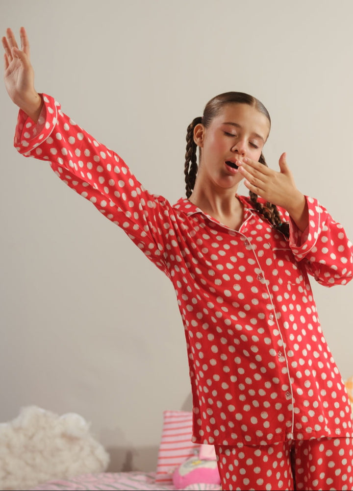 Sprinkles Girls RTW Printed Boski Linen 2 Piece Suit Red Eclipse Summer Collection