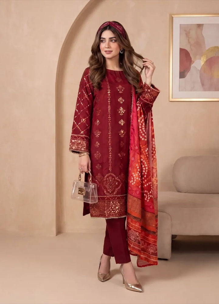 Salitex Women RTW Embroidered Cotton Silk 3 Piece Suit SPL3PELP103 Casual Collection
