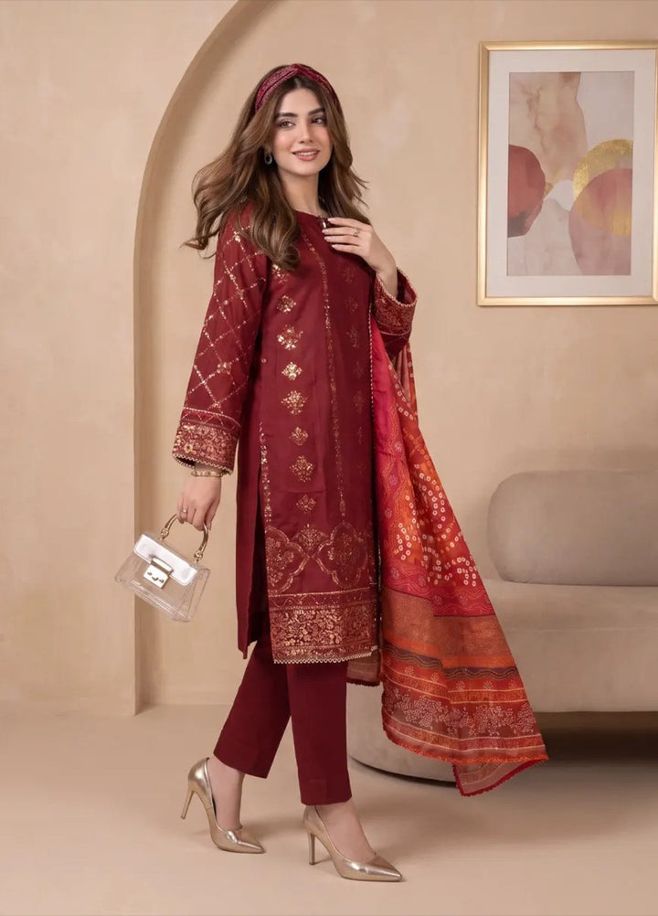 Salitex Women RTW Embroidered Cotton Silk 3 Piece Suit SPL3PELP103 Casual Collection