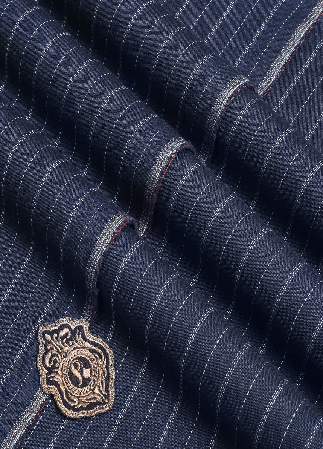Fabrich Mens Unstitched Textured Blended Cotton 1 Piece Navy Festive Collection