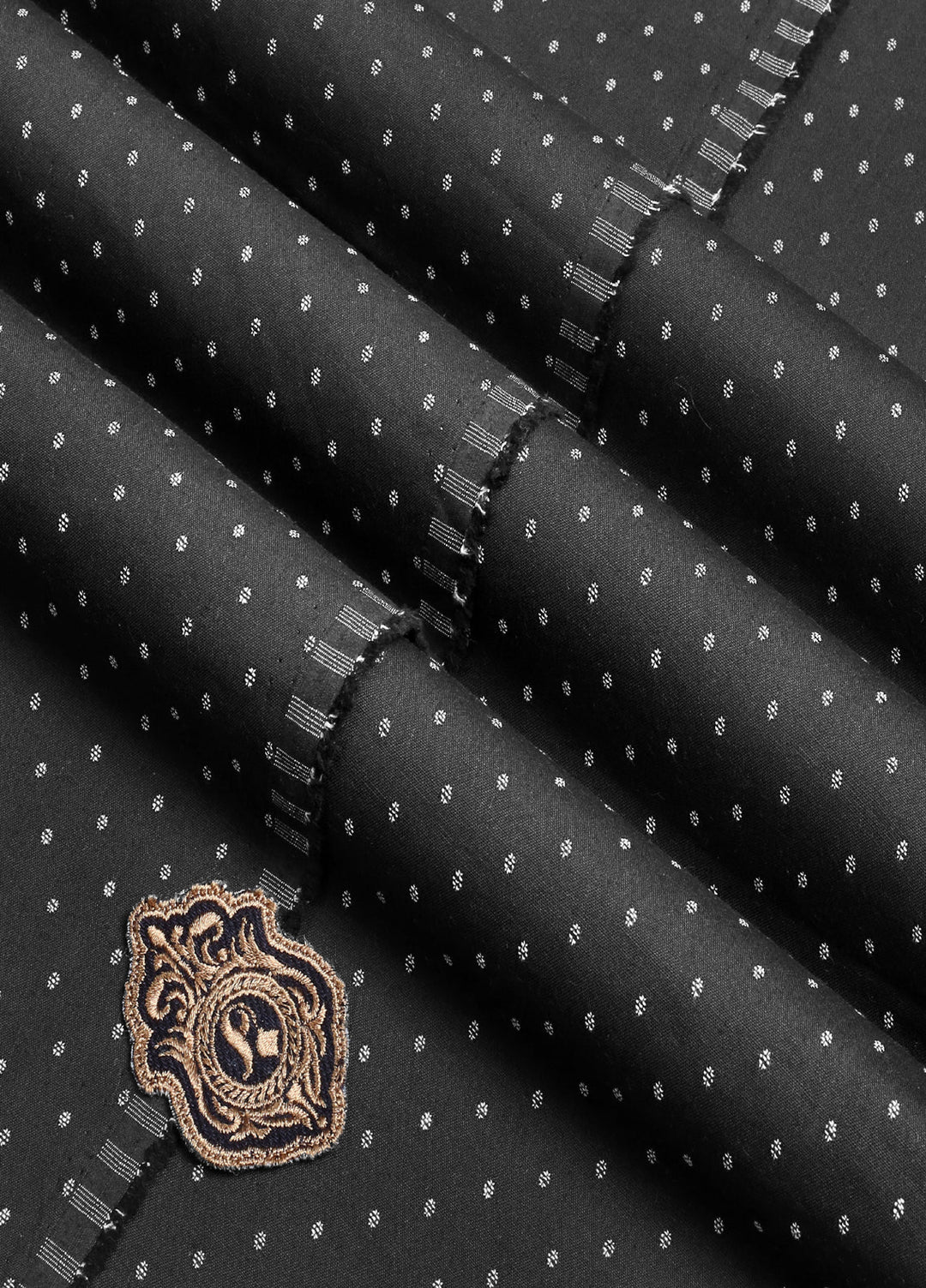 Fabrich Mens Unstitched Textured Blended Cotton 1 Piece Black Festive Collection