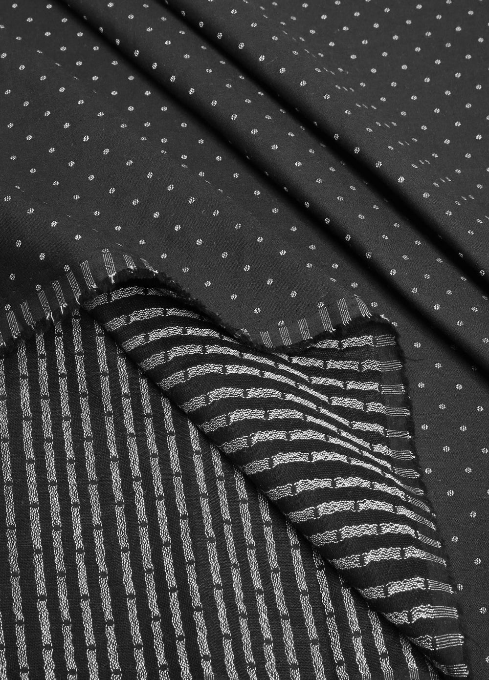 Fabrich Mens Unstitched Textured Blended Cotton 1 Piece Black Festive Collection