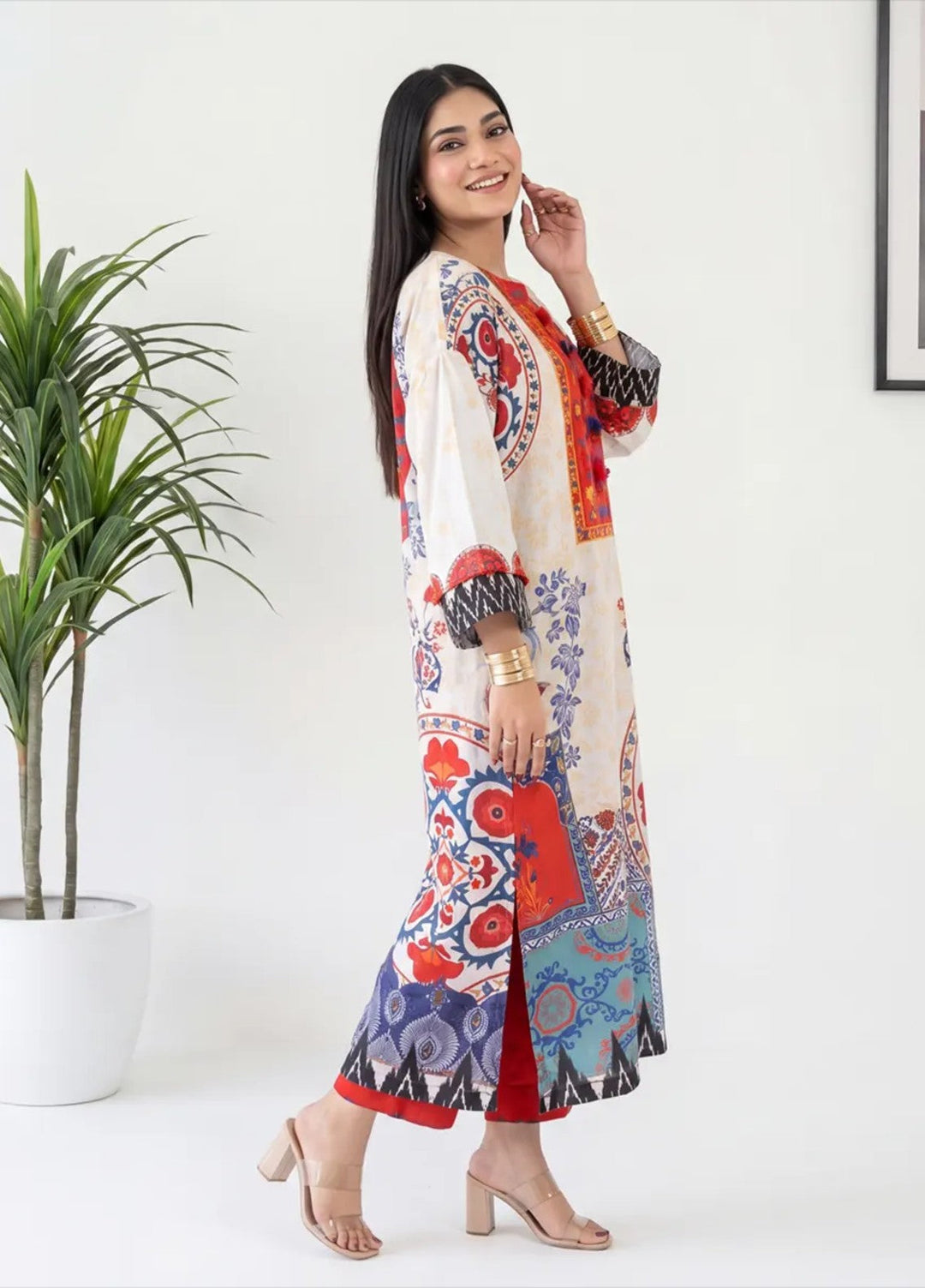 Salitex Women RTW Printed Raw Silk 1 Piece S26KFT1PEVCL953 Casual Collection