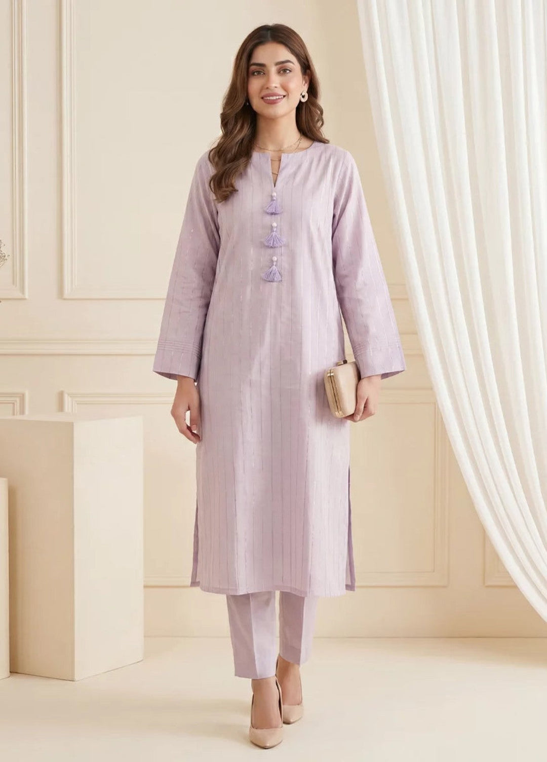 Salitex Women RTW Solids Khaadi Net 1 Piece Suit S26L1PBL015 Casual Collection