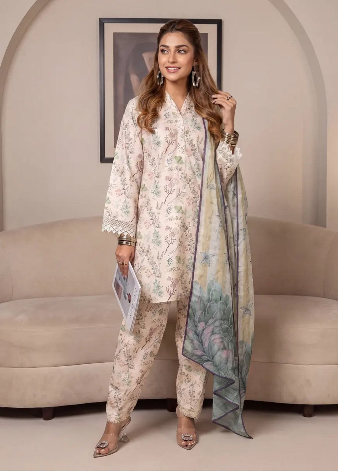 Salitex Women RTW Printed Raw Silk 3 Piece Suit S26L3PNRES842 Casual Collection
