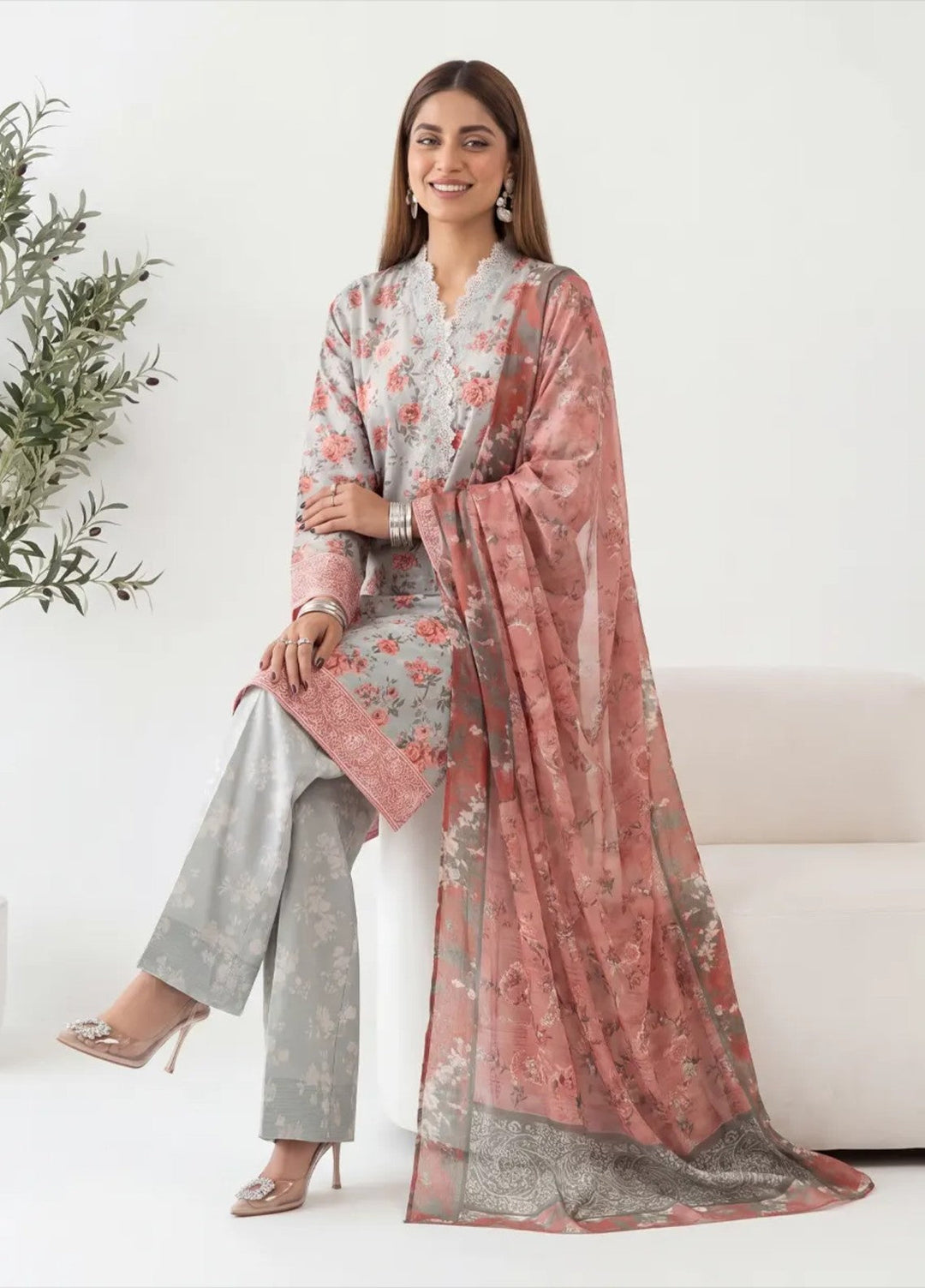 Salitex Women RTW Printed Raw Silk 3 Piece Suit S26L3PNRES836 Casual Collection