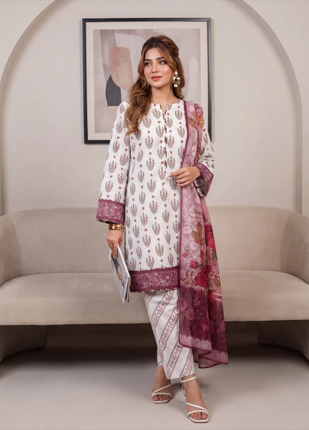 Salitex Women RTW Printed Raw Silk 3 Piece Suit S26L3PNRES840 Casual Collection