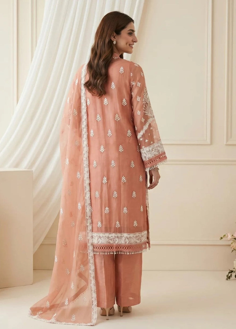 Salitex Women RTW Embroidered Chiffon 3 Piece Suit SPL3PEF058 Casual Collection