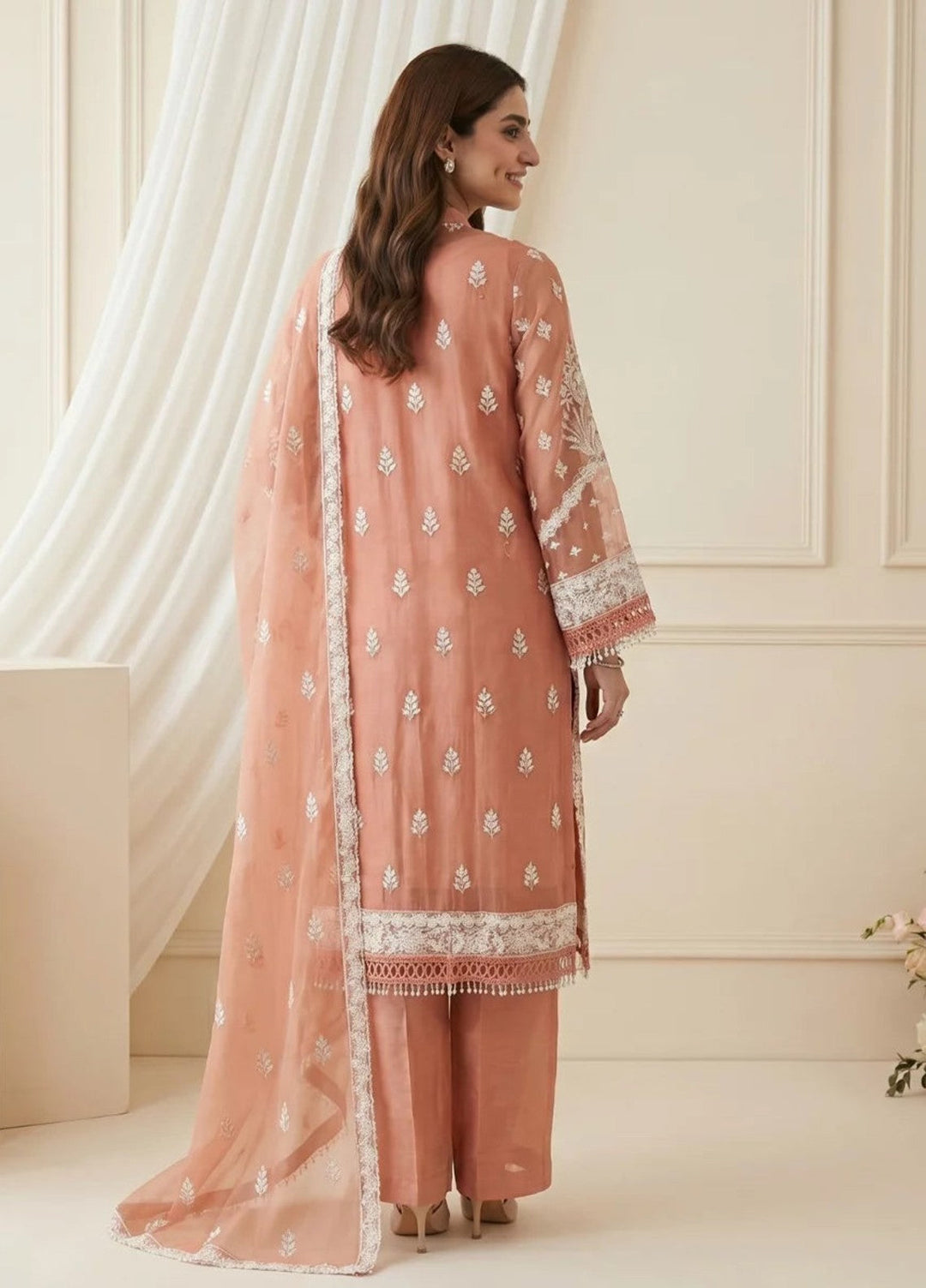 Salitex Women RTW Embroidered Chiffon 3 Piece Suit SPL3PEF058 Casual Collection