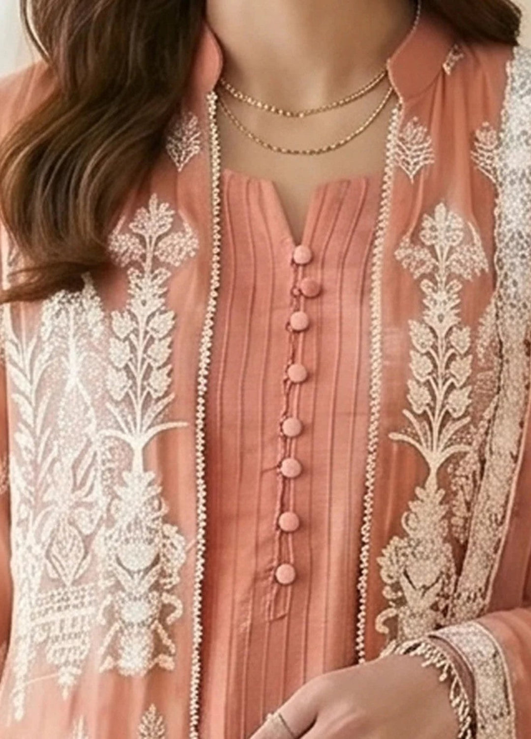 Salitex Women RTW Embroidered Chiffon 3 Piece Suit SPL3PEF058 Casual Collection