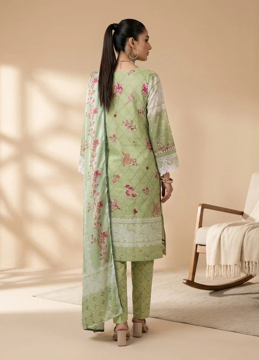 Salitex Women RTW Embroidered Cambric 3 Piece Suit SPL3PEC090 Casual Collection