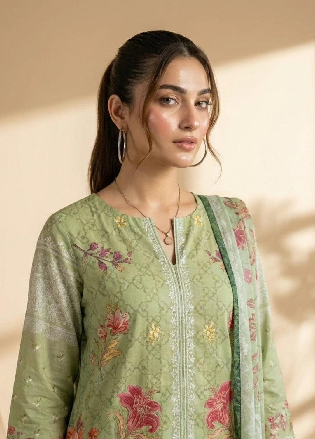 Salitex Women RTW Embroidered Cambric 3 Piece Suit SPL3PEC090 Casual Collection