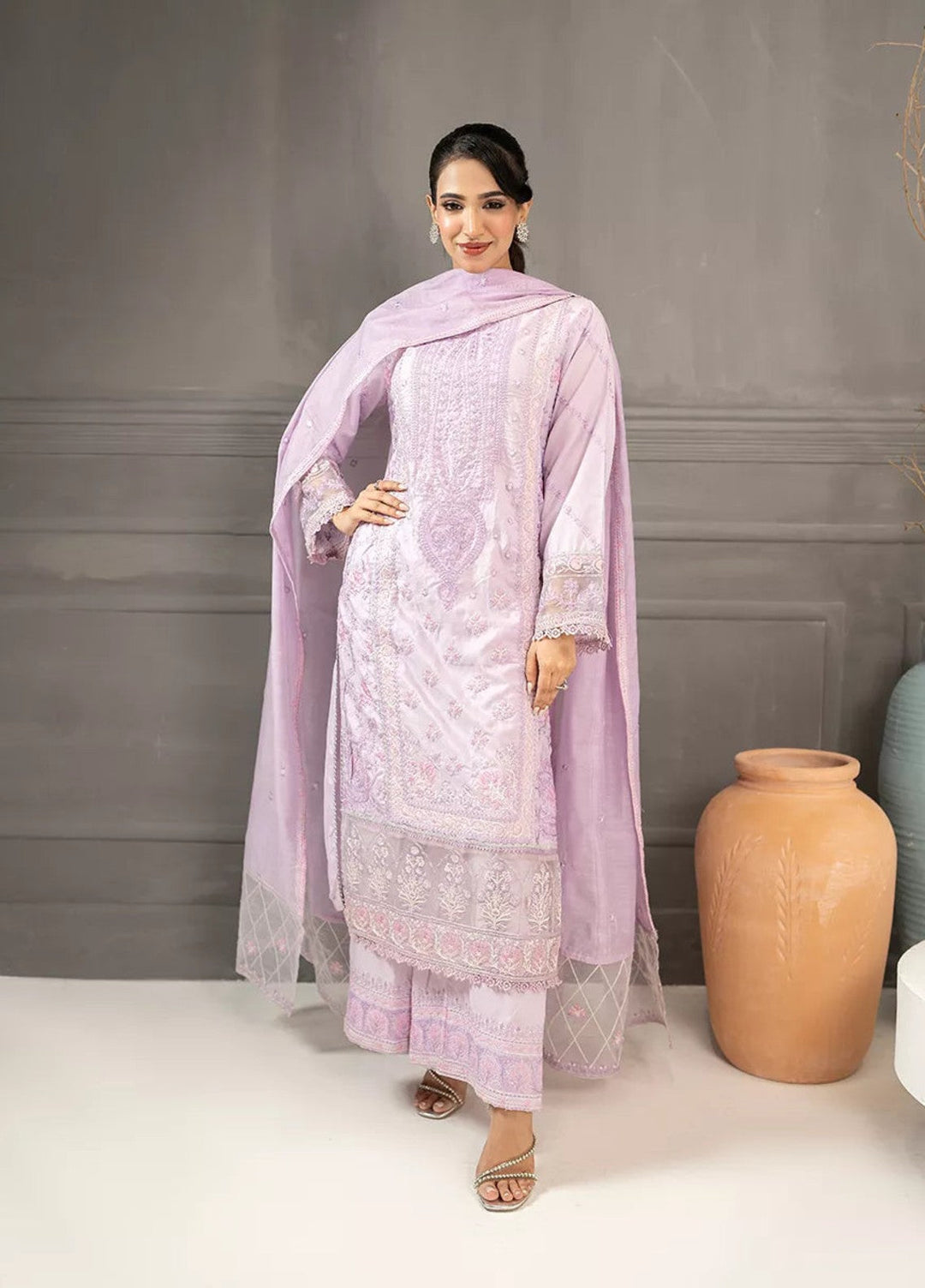 Salitex Women RTW Embroidered Jacquard 3 Piece Suit SPL3PELP054 Casual Collection