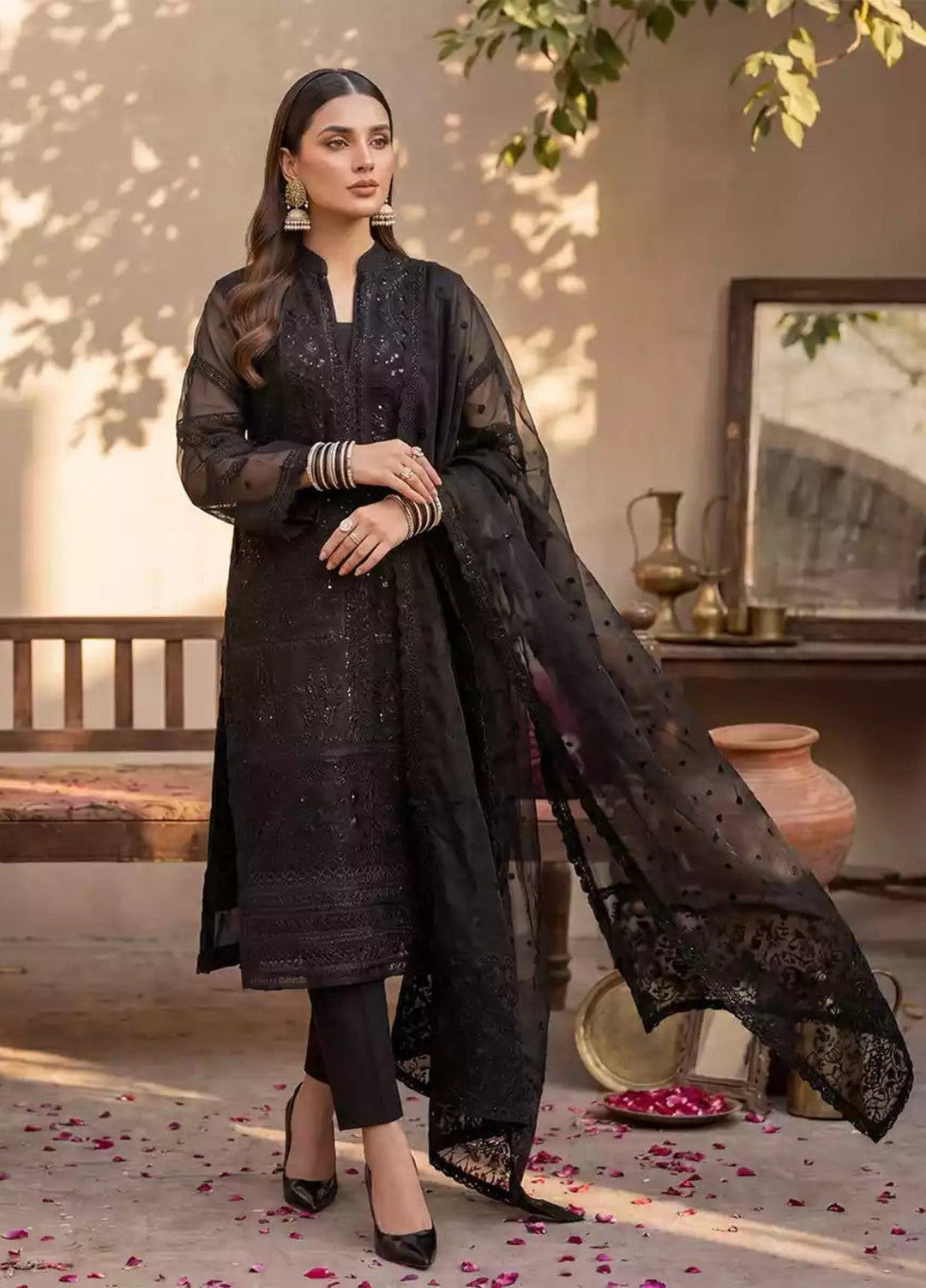 Salitex Women RTW Embroidered Organza 3 Piece Suit SPL3PELP106 Casual Collection