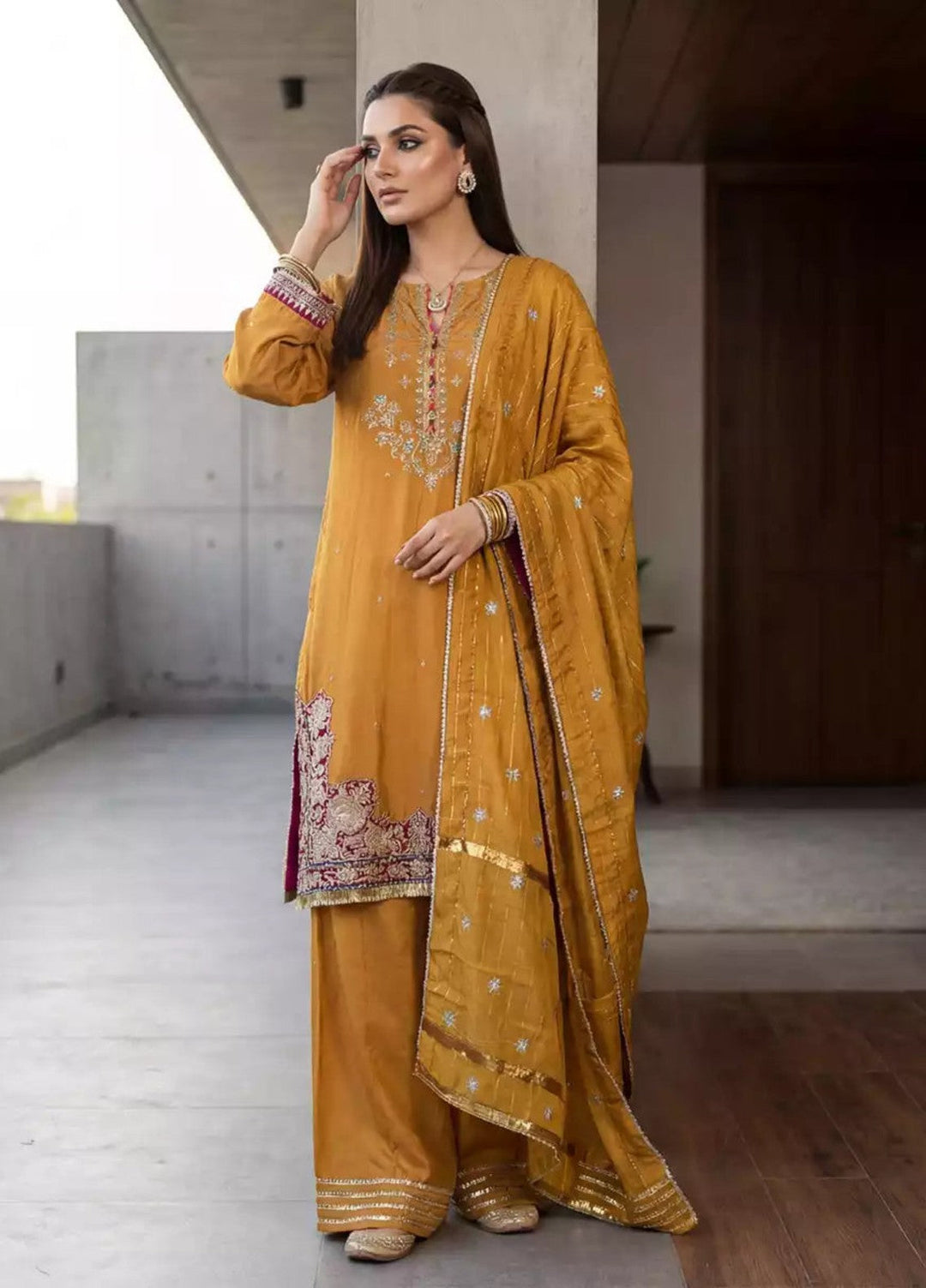 Salitex Women RTW Embroidered Raw Silk 3 Piece Suit SPL3PEF065 Casual Collection