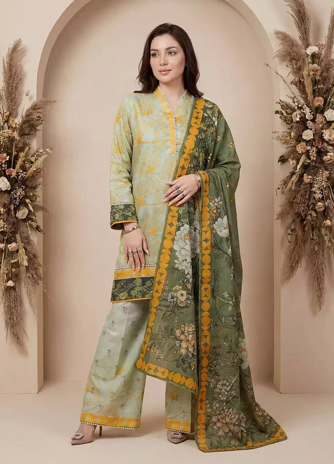 Salitex Women RTW Printed Cotton 3 Piece Suit WP7L3PEC337 Casual Collection