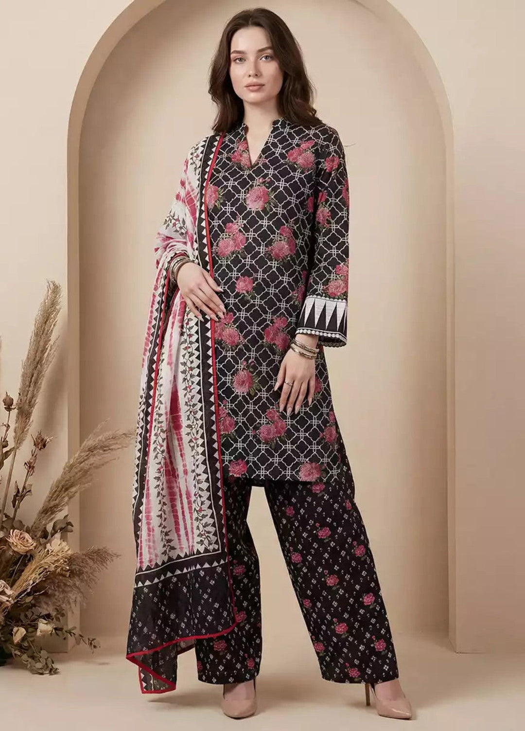 Salitex Women RTW Printed Cotton 3 Piece Suit WP7L3PEC334 Casual Collection