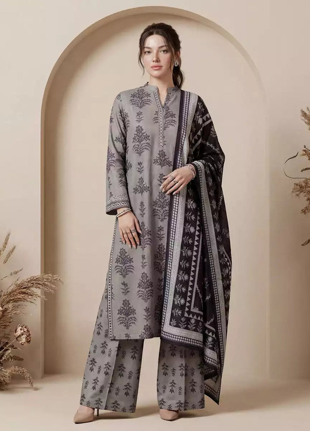 Salitex Women RTW Printed Cotton 3 Piece Suit WP7L3PEC336 Casual Collection