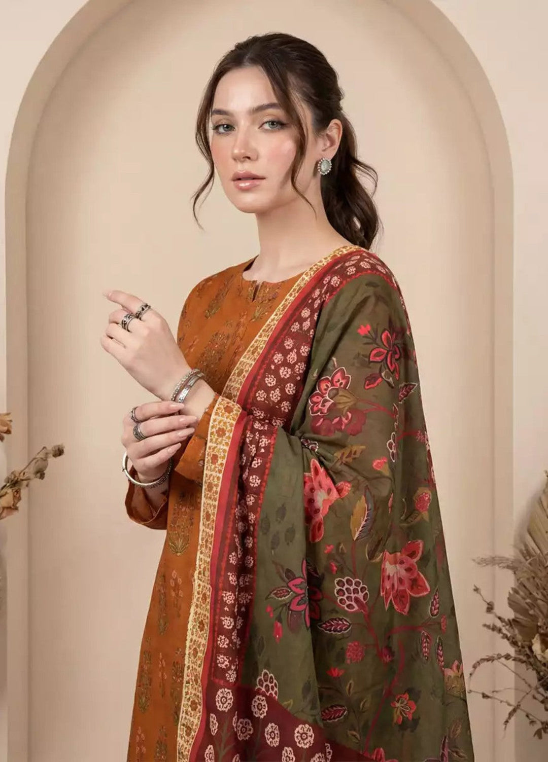 Salitex Women RTW Printed Cotton 3 Piece Suit WP7L3PEC335 Casual Collection