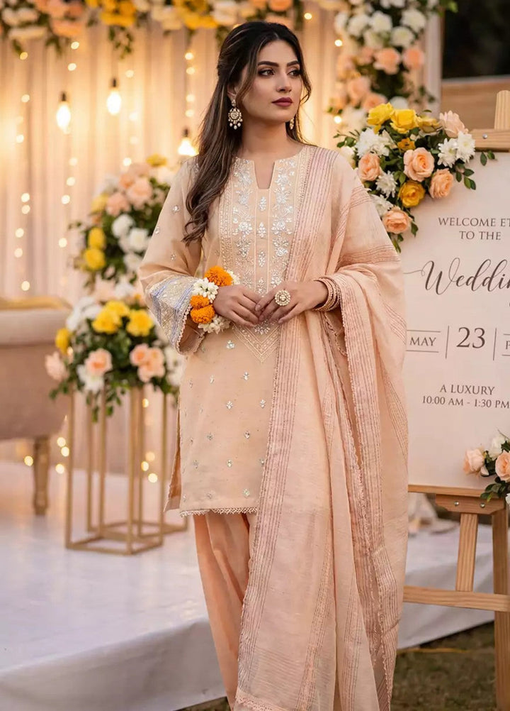Salitex Women RTW Embroidered Slub 3 Piece Suit EUAL3PELP177 Casual Collection